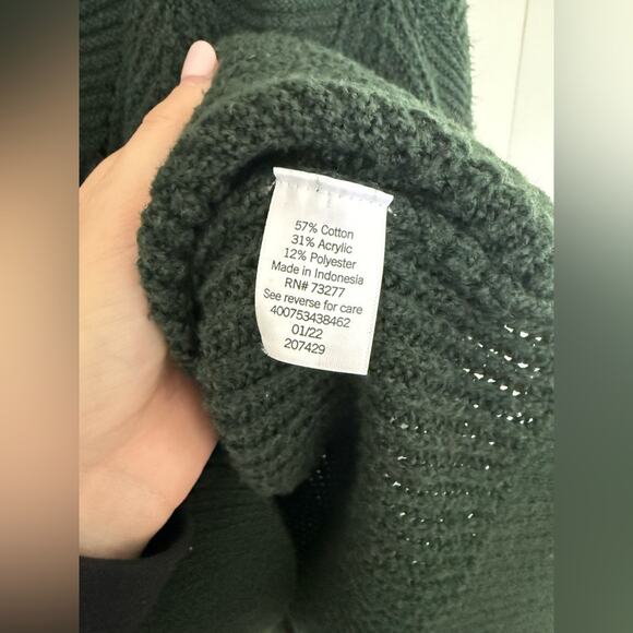 Sonoma Dark Green Cotton Blend Knit Crewneck Sweater Forest Green Size XL - Picture 5 of 7